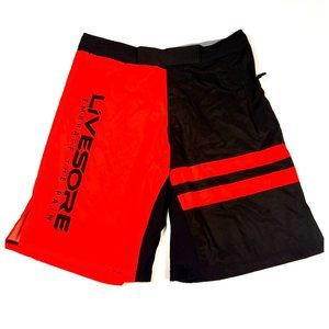 LIVESORE Shorts MMA Martial Art Jiu Jitsu Red Performace Gym Men's 36 Nice